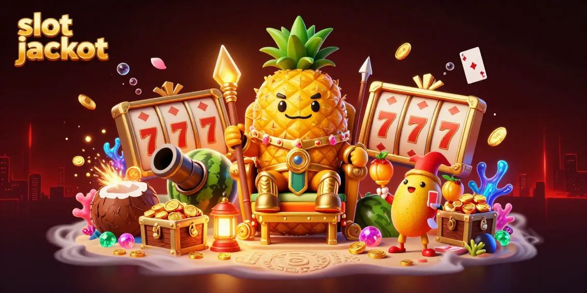 Experience the excitement of slot jackpot games with vibrant characters and casino elements in this lively illustration.