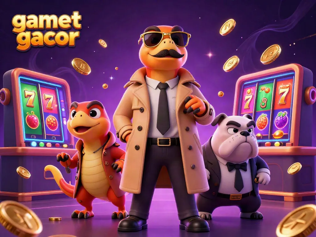 Engage in thrilling game slot gacor action as playful raptors attempt entry into a VIP lounge, amidst vibrant casino visuals.